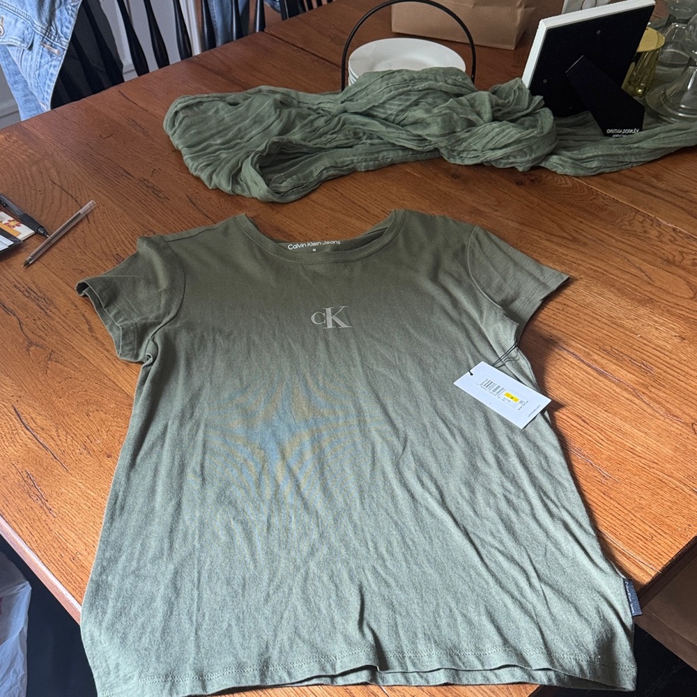 Calvin Klein Khaki Tee with Logo